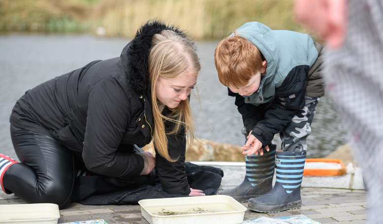 people at the Wintringham Pond