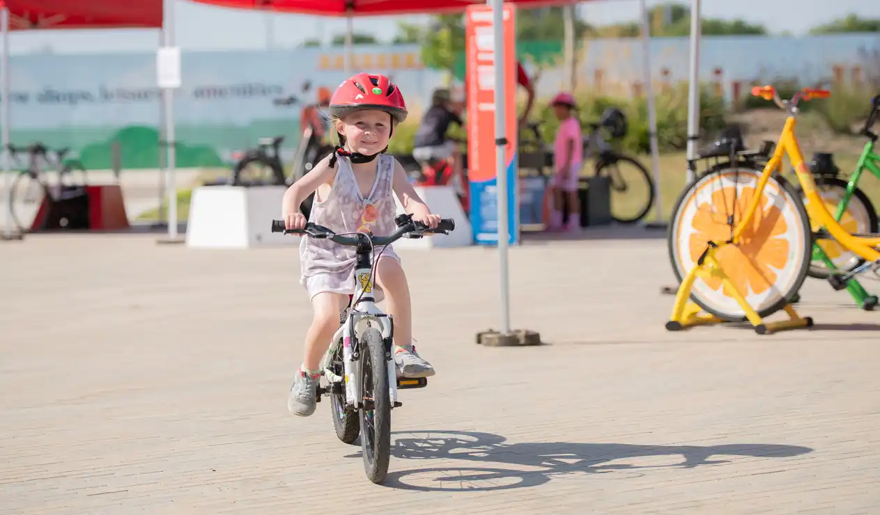 Little girl riding a bicycle