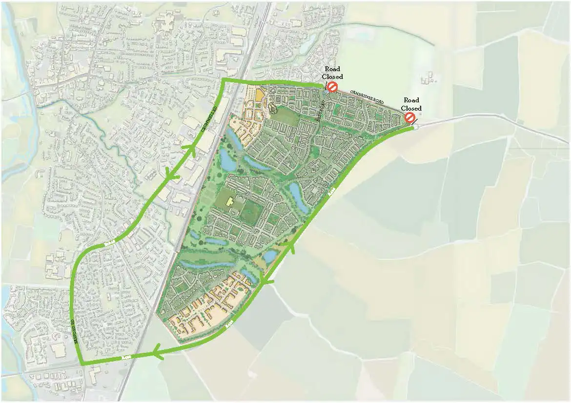 Map showing road closures