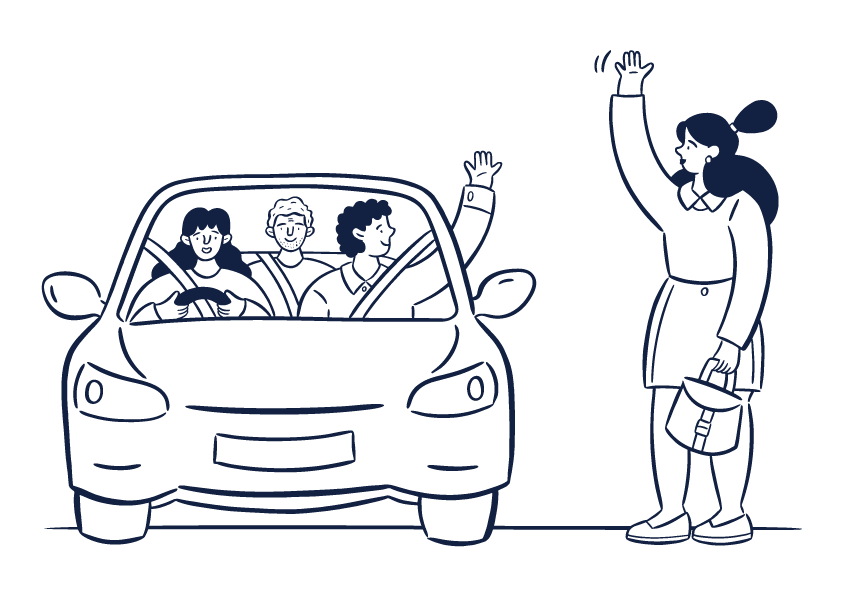 Carshare and Woman Waving